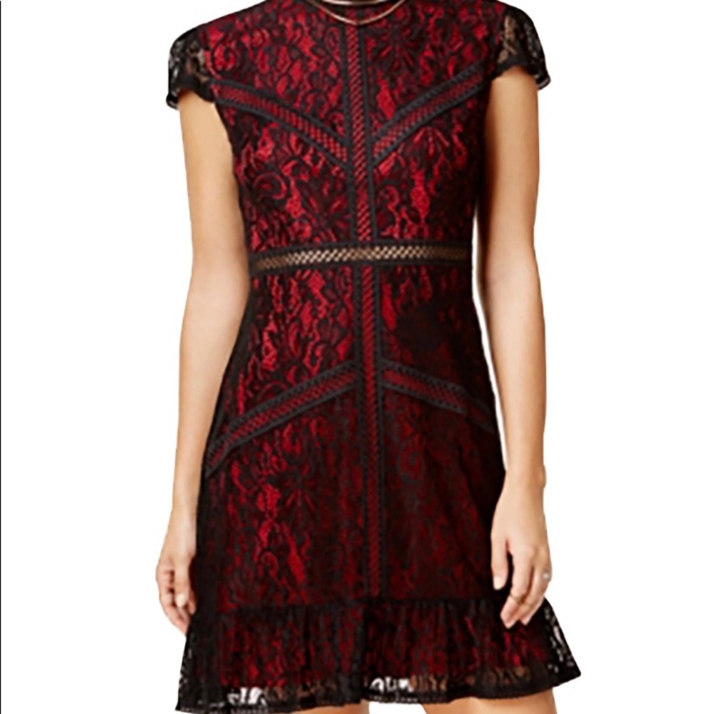 New Disney Princess Snow White Goth Red Black Lace Fit & Flare Dress Junior L